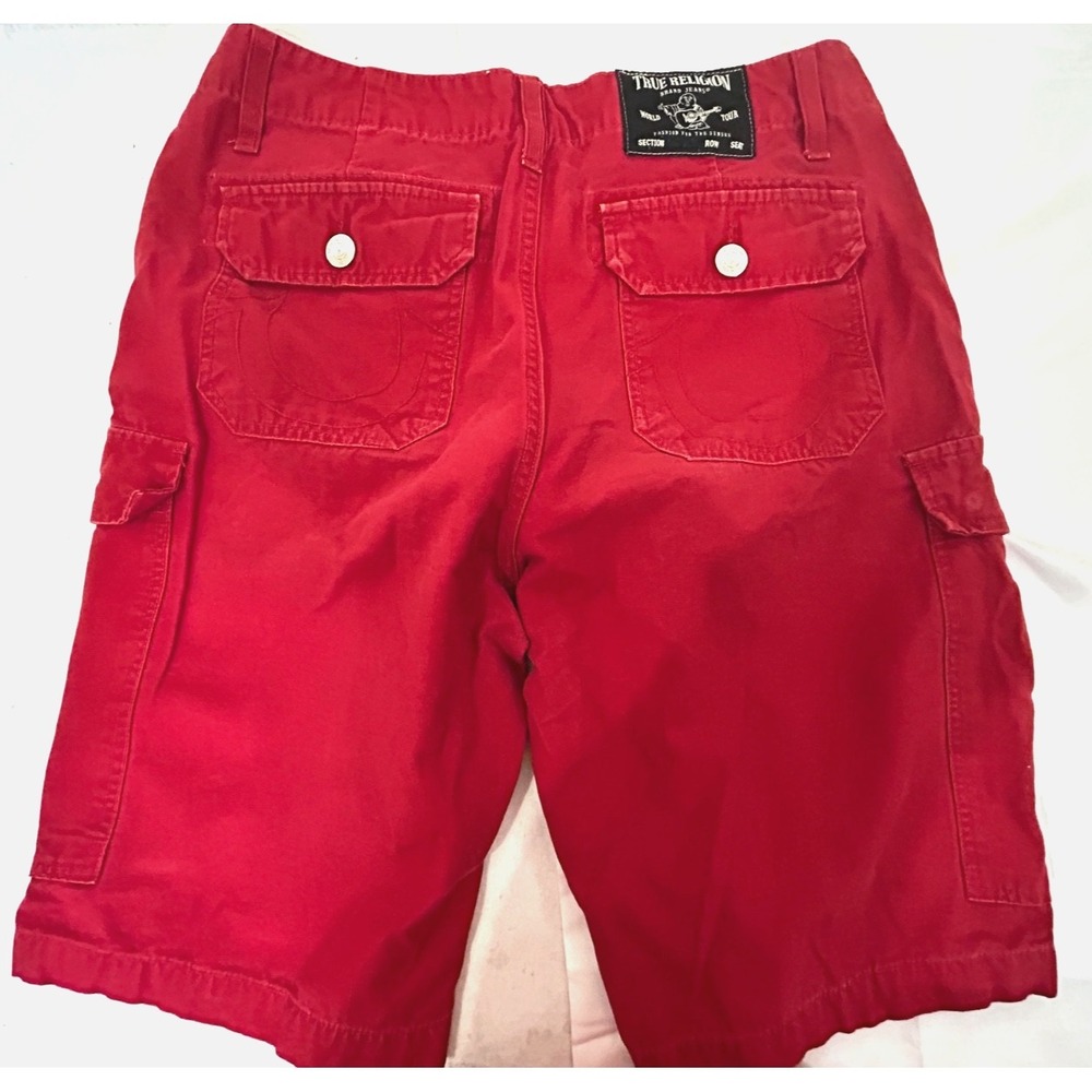 Vintage Y2K True Religion Cargo Cotton Logo Shorts Size 32 Red